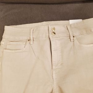 NWT - WHBM High Rise Scult Snap Skinny Ankle Jeans - 4R - Silver Cloud